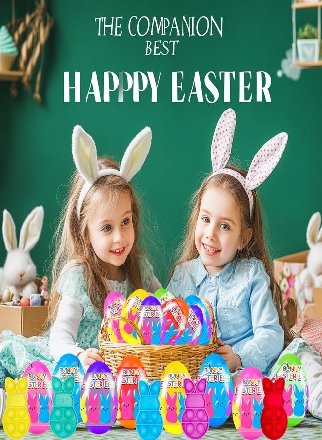 Cherislpy 24 PCS Prefilled Easter Eggs with Bunny Pop Bubble Fidget Keychains Toy Inside for Kids Boys Girls Easter Basket Stuffers Party Favors Easter Egg Hunt - Image 5